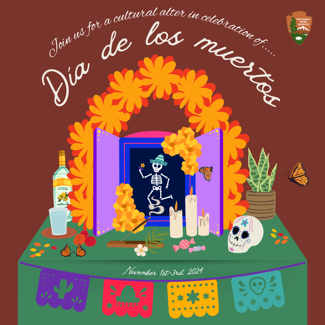 Día de los Muertos altar poster