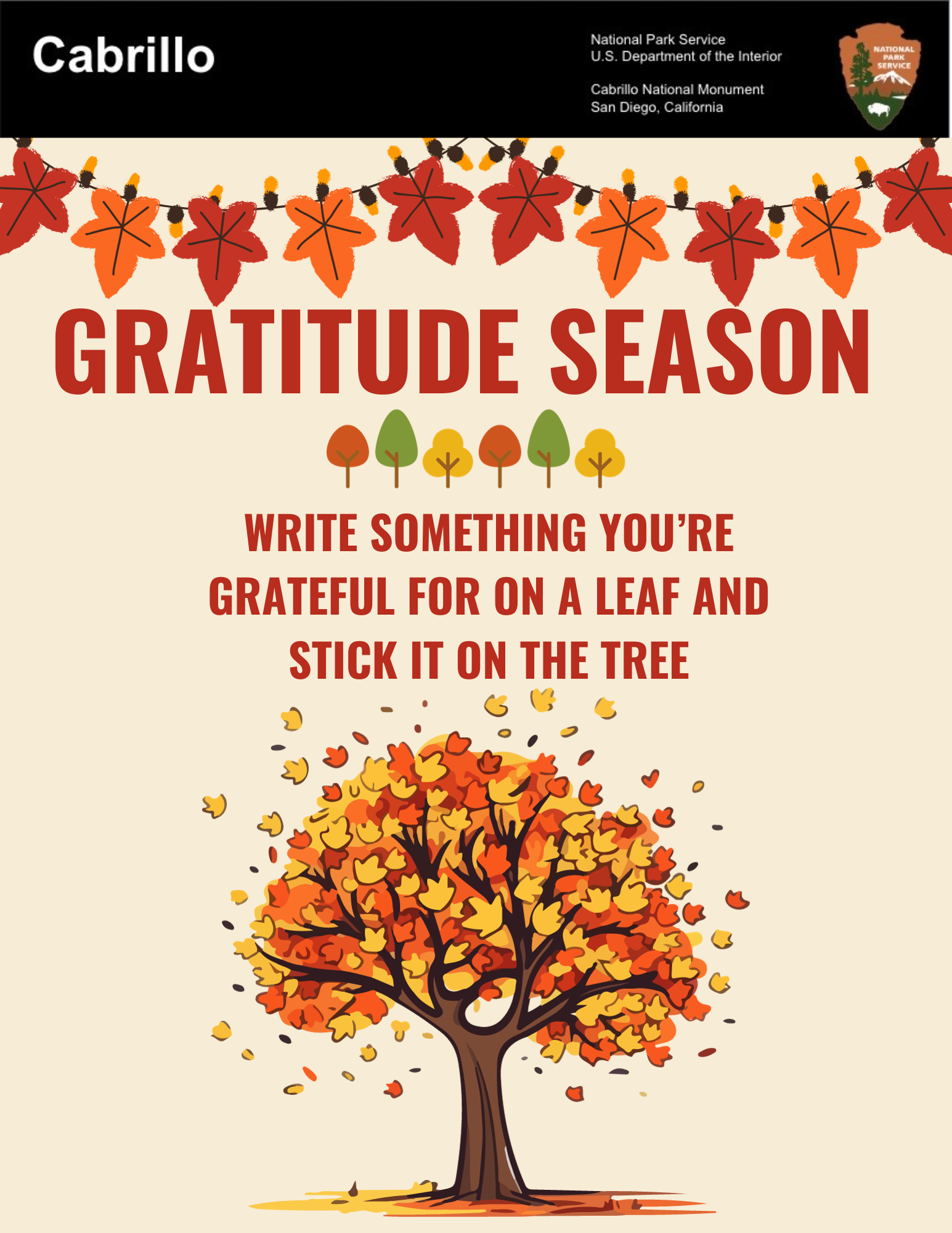Gratitude Season tree activity flyer
