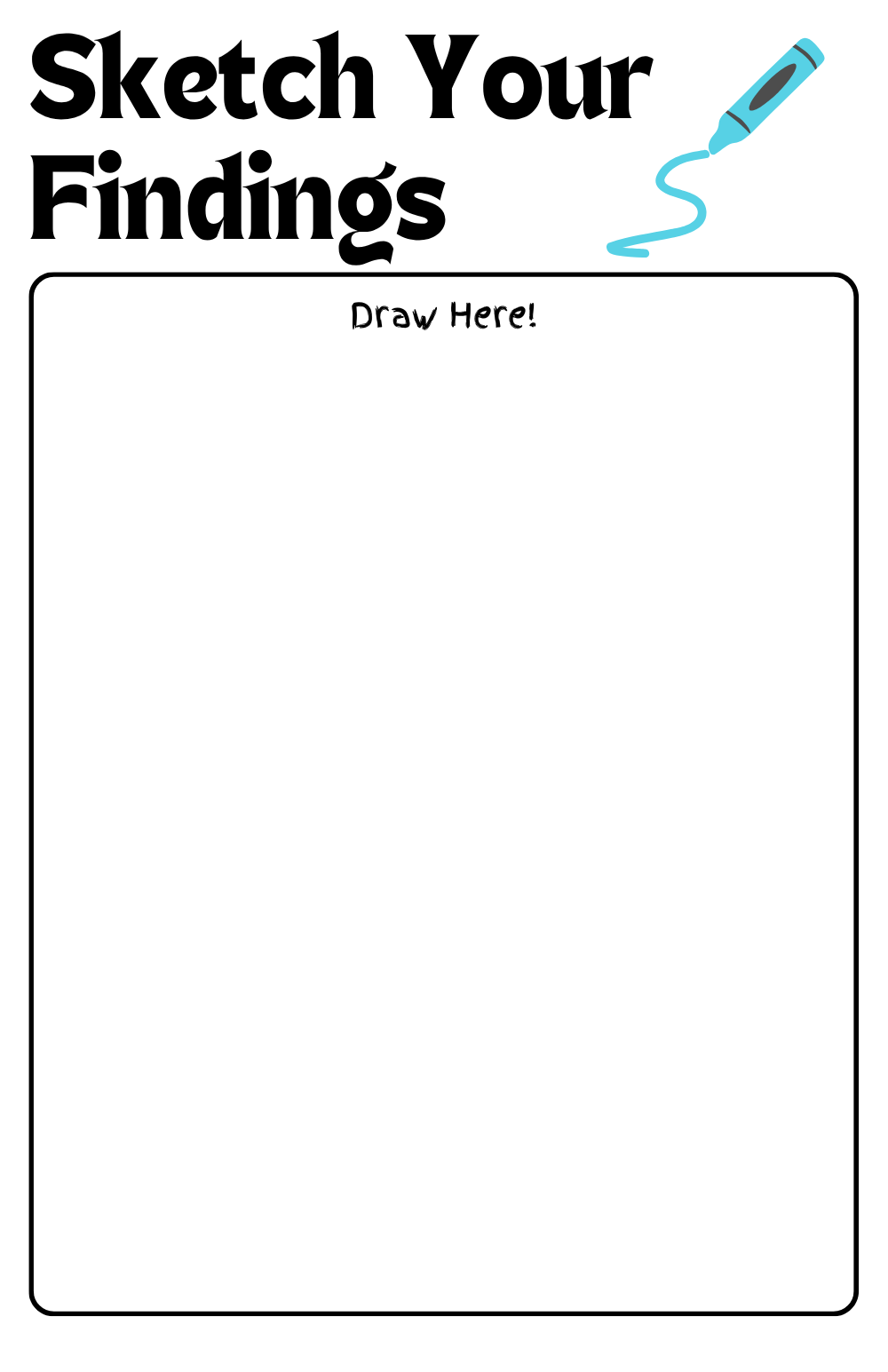 Nature Journal worksheet, back: open sketching space